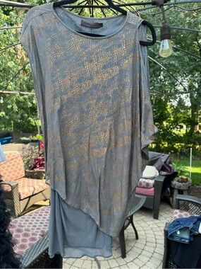 Metallic Gray Layered Women's mini dress or top